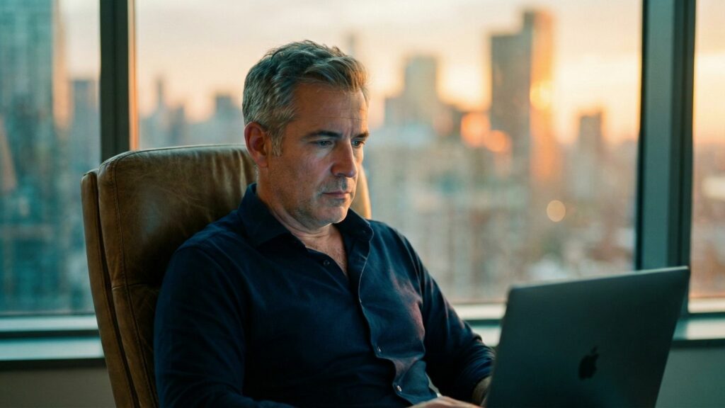 CEO arbeitet an LinkedIn Personal Branding Strategie